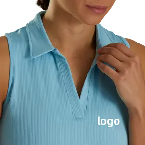 为女性网球服制造超大制服定制高尔夫马球t恤4向弹力无袖马球运动服