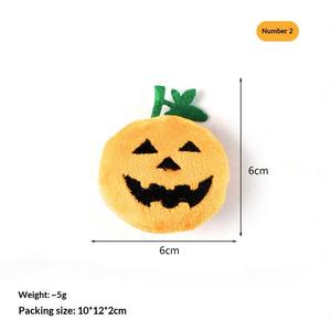 Nouveau jouet pour <span class=keywords><strong>chat</strong></span> en <span class=keywords><strong>peluche</strong></span> Citrouille d'Halloween Visage de fantôme, avec son BB intégré, résistant aux morsures, pour le nettoyage des dents, jouet à mâcher en plumes - Product Image 6