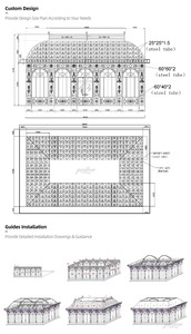 Gazebo de Hierro Forjado Blanco YOUFINE, Pabellón de Jardín de Metal Ornamentado con Techo de Cúpula para Decoración de Paisajes de Villas y Castillos - Product Image 3