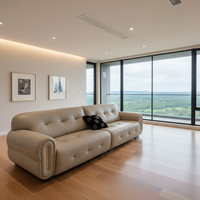 Canapé d'angle moderne en cuir pleine fleur VONLIVA, structure en bois massif, mobilier de luxe pour villa, hôtel, salon