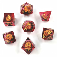 Vente chaude transfrontalière Amérique du Nord : Jeu de dés DND de luxe en résine gravée, Œil de Sauron, à angle droit, à vingt faces, 7 pièces