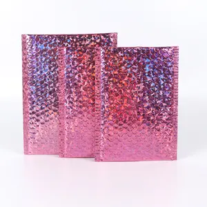 Metallic Folie rosa Poly Bubble Mailer benutzer definierte luft gepolsterte Umschläge Geschenk Post senden Taschen Versand Verpackung Kurier Lieferung Taschen