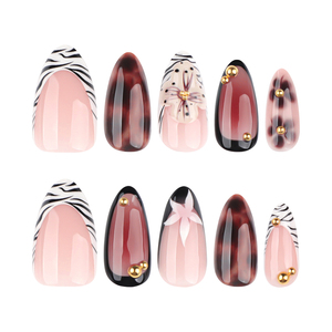 <span class=keywords><strong>Uñas</strong></span> Postizas de Diseño Previamente Diseñado, Románticas, <span class=keywords><strong>Cortas</strong></span>, en Forma de Almendra, de Acrílico ABS Importado de China, <span class=keywords><strong>con</strong></span> <span class=keywords><strong>Flores</strong></span> en 3D - Product Image 5
