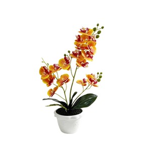 Nouvelle orchidée Phalaenopsis artificielle en pot de sable noir, 42 cm, plante en pot de simulation en caoutchouc souple, décoration pour le bureau et la maison - Product Image 5