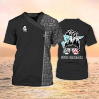 FYD Logo personnalisé motif animal de compagnie toiletteur uniforme multicolore t-shirt surdimensionné à manches courtes chien toilettage uniforme pour animalerie