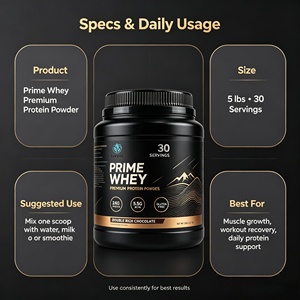 Poudre de protéines de lactosérum <span class=keywords><strong>Prime</strong></span> 24g de protéines avec 5,5g de BCAA pour la récupération musculaire et le soutien de la forme physique, saveur chocolat doublement riche OEM/ODM - Product Image 5