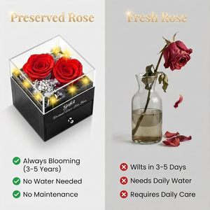 Collana Gnifot con Rosa Rossa Conservata 'Ti Amo' in 100 Lingue - Fiori Eterni <span class=keywords><strong>per</strong></span> Donne, Fidanzate, Mamme, Nonne, Compleanno - Product Image 4