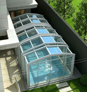 Serre en verre écologique hors sol avec toit couvert rétractable et extensible pour <span class=keywords><strong>piscine</strong></span> enterrée - Product Image 5