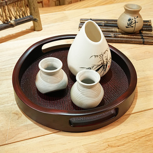 ถาดชาทรงกลมสไตล์จีนพร้อมแจกันเซรามิกสำหรับเสิร์ฟชาและใช้ในครัวเรือน - Product Image 1