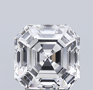 Anillo de Compromiso con Diamante Cultivado en Laboratorio, Corte Asscher de 2.01 Quilates, Oro Blanco de 14K, Tres Piedras, Acabado Pulido, Grado de Corte EX, Hecho a Mano en India - Product Image 1