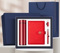 Ensemble quatre pièces personnalisé avec logo pour cadeaux d'affaires : parapluie, bouteille d'eau, carnet en cuir PU et papeterie