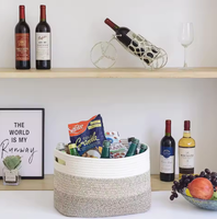 Panier en coton écologique HUAYI, panier rectangulaire en tissu tissé, multifonctionnel, décoratif, avec poignée, pour le rangement à domicile, ensemble cadeau