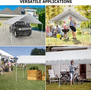 Tenda Carport Portatile per Due Auto, Impermeabile in PVC con Telaio in Acciaio, per Garage, <span class=keywords><strong>Parcheggio</strong></span> <span class=keywords><strong>e</strong></span> Utilizzo come Capanno - Product Image 4
