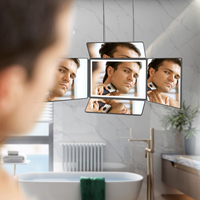 Miroir LED Portable Barber 360 Miroir auto-coupé pour couper les cheveux Miroir 3 voies 360 degrés pour couper les cheveux