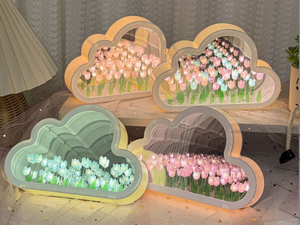 <b>LED</b> 3D Simulation Tulip Lamp Mirror Light Bedside Desk Flower Romantic Atmosphere for Home Decoration - Product Image 4