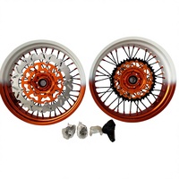 Ensemble de roues Supermoto de 17 pouces pour Honda CR CRF 2002-2024, jantes de course en alliage d'aluminium CNC bleu clair, en stock