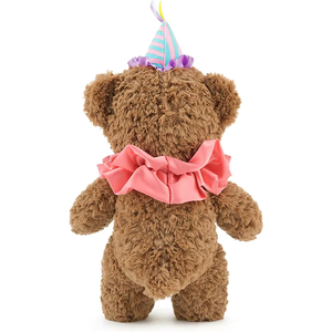 Exquisitos muñecos de oso con bufanda y sombrero de cumpleaños para niños de más de 36 meses, arandela de bloqueo de 11,8 pulgadas, ojos, oso de peluche pequeño marrón - Product Image 2