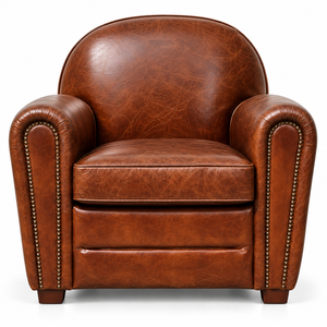 Sillón Club de Cuero Marrón Vintage con Tapicería Tradicional, Diseño Cómodo de un Solo Asiento, Mueble Clásico - Product Image 2