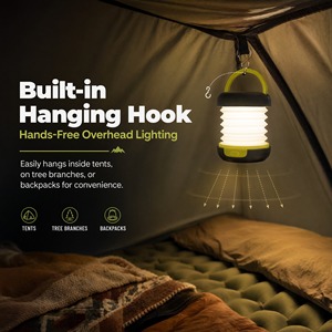 Lanterne de camping LED AA conforme à la directive européenne sur les batteries 2027, lampe torche pliable, résistance à l'eau IP44, certifiée CE, bouton poussoir - Product Image 3