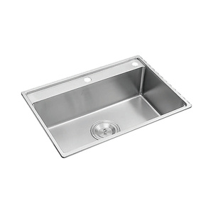 Évier de cuisine en acier inoxydable SUS304 brossé satiné 680x470mm, cuve simple, avec robinet 806 intégré - Product Image 1