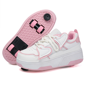 <span class=keywords><strong>Pattini</strong></span> a rotelle unisex a quattro ruote, superficie in pelle PU, impermeabili, resistenti all'usura, con assorbimento degli urti, adatti per adolescenti - Product Image 3