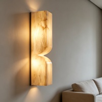 Lámpara de Pared de Alabastro Español con Forma de Reloj de Arena, de Piedra Prensada, en Cobre/Hierro, LED Regulable, Alto CRI 90, para Dormitorio u Hotel