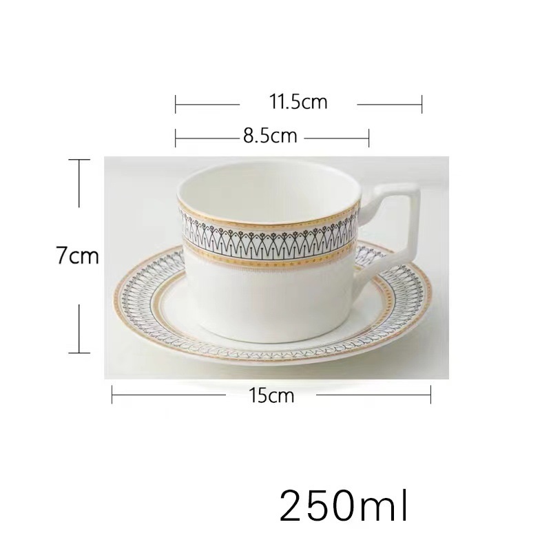 Juego de tazas de café blanco - platillo dorado