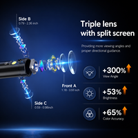 Vente directe d'usine, caméra d'inspection industrielle 1080P avec trois objectifs et 10 lumières LED, endoscope étanche IP67
