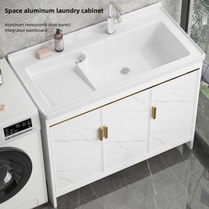 Lavabo en céramique de style moderne avec planche à laver en aluminium Lavabo intégré extérieur pour hôtels et salles de bains - Product Image 1