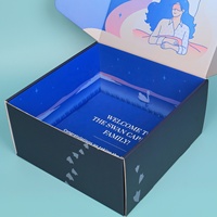 Caja de Cartón para Envíos, Embalaje de Regalos y Cosméticos, con Logotipo Personalizado Impreso a Todo Color en Azul Marino, Ecológica y Corrugada