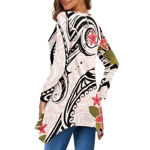 Nueva llegada blusas personalizadas de manga larga para mujer <span class=keywords><strong>falda</strong></span> superior <span class=keywords><strong>con</strong></span> cuello en V irregular estilo Vintage Hawaiano moda Casual para el verano - Product Image 4