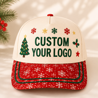Casquette de baseball personnalisée avec broderie de Noël, cadeau de vacances, casquette snapback avec logo personnalisé, visière imprimée flocon de neige, OEM ODM