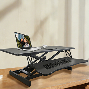 Bureau pliable réglable en hauteur pneumatique de haute qualité avec cadre en aluminium et double plateau en MDF pour un travail ergonomique et une utilisation quotidienne - Product Image 1
