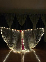 Cape fendue à LED lumineuse jaune argenté Vêtements de danse du ventre pour Halloween Ailes Props New Party Novelties