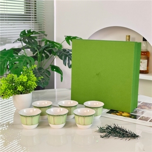 Classic Green Bone China 6-Piece Tea <b>Mugs</b> Dishwasher Safe Back to School Country Style Gift <b>Box</b> Afternoon Tea Home Gift - Product Image 1