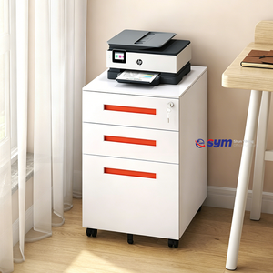 Meuble de rangement <span class=keywords><strong>mobile</strong></span> en acier à tiroirs profonds, armoire de classement métallique sous bureau avec barres de suspension réglables pour le rangement de <span class=keywords><strong>dossiers</strong></span> A4 - Product Image 3