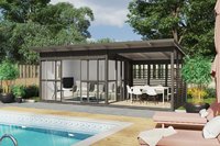 Cabanes en bois préfabriquées Maison en bois préfabriquée Chambre de jardin préfabriquée avec véranda - Patio en bois durable pour la détente dans le jardin et la cour