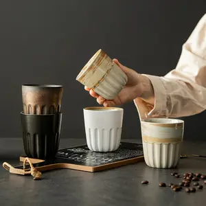Taza de café de cerámica nórdica, Taza de cerámica de sublimación Retro de porcelana única, taza de té y café