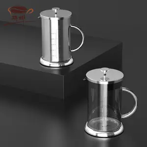 French Press Coffee Maker Glass & 304 Stainless Steel Coffee Press Cold Brew Heat Resistant Borosilicate Coffee Pot