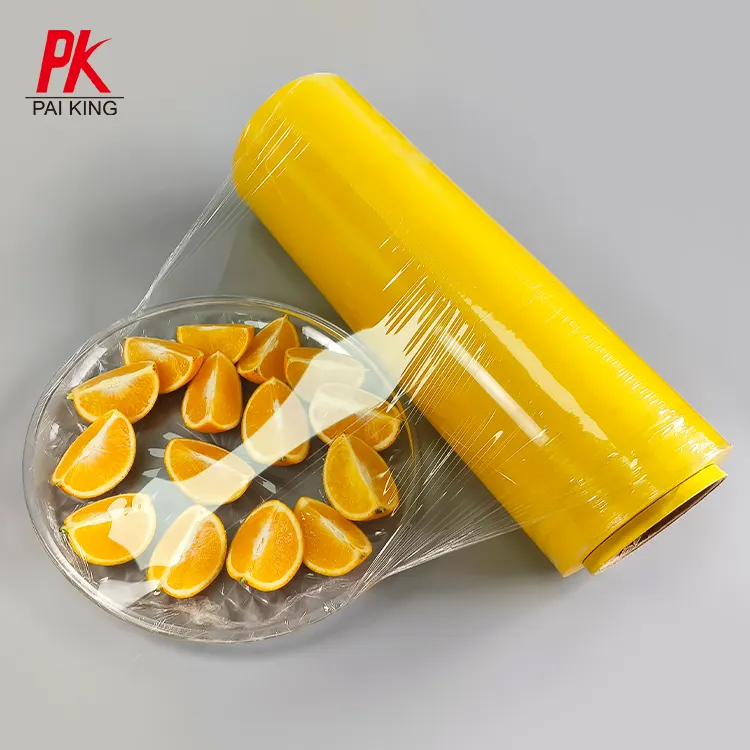 Filme aderente do envoltório plástico para o alimento Filme livre do estiramento do PVC Personalizado Rolo do OEM Food Grade Transparente