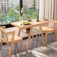 Mobilier d'extérieur Petite table à thé en bois massif pour balcon avec deux chaises pour nouvel ensemble de tables basses pour la maison, le bureau et les loisirs