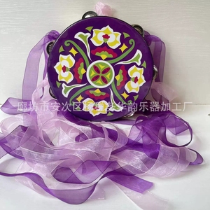 Tambourin Orff de 7 pouces, instrument de percussion, tambourin des Apsaras volantes de Dunhuang avec ruban exotique pour spectacle de danse - Product Image 3