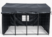 Enclos pour chien en métal d'extérieur avec couverture protectrice résistante aux intempéries, grande cage pour animaux de compagnie avec toit imperméable et rideaux latéraux