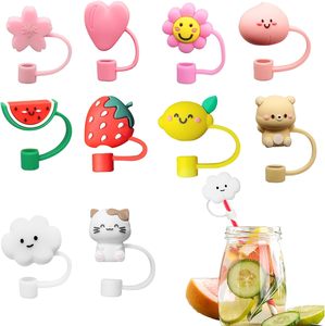 จุกปิดหลอดดูดน้ำซิลิโคน PVC ลายสตรอว์เบอร์รี แตงโม แมว เลมอน หลายแบบ ป้องกันฝุ่น ขนาด 6-8 มม. - Product Image 6