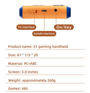 S1 Console de jeu portable portable 8 bits <span class=keywords><strong>jeux</strong></span> rétro classiques écran 3 pouces lecteur de jeu cadeau pour enfants et enfants - Product Image 6