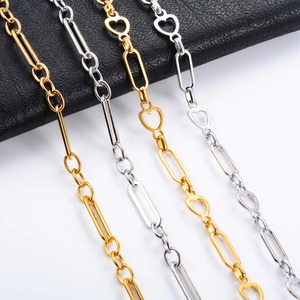 Collier chaîne à maillons en acier inoxydable rectangulaire cœur 6/6,5 mm pour femmes et hommes, style punk hip-hop, couleur or, bijoux en métal - Product Image 6