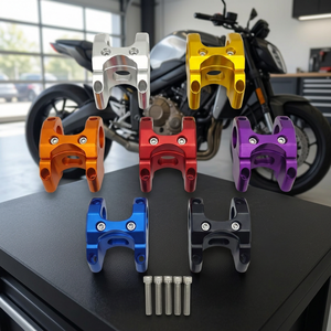 ตัวหนีบแฮนด์มอเตอร์ไซค์อะลูมิเนียม CNC สีเงิน ทอง ส้ม แดง ม่วง น้ำเงิน ดำ พร้อมสกรู - Product Image 3