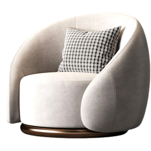 Poltrona Girevole Singola di Design Scandinavo, Arredamento di Lusso Accessibile per Soggiorno, in Velluto/Lana d'Agnello - Product Image 1