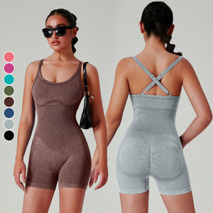 <span class=keywords><strong>Tuta</strong></span> da <span class=keywords><strong>donna</strong></span> per il Fitness in un unico pezzo da Yoga con natiche color pesca <span class=keywords><strong>aderente</strong></span> <span class=keywords><strong>tuta</strong></span> sportiva con bretelle lavate - Product Image 1