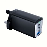 Chargeur USB C 65W 3 ports, chargeur rapide GaN avec prises murales US/EU/AU, chargeur double type-c pour ordinateur portable, tablette et téléphones